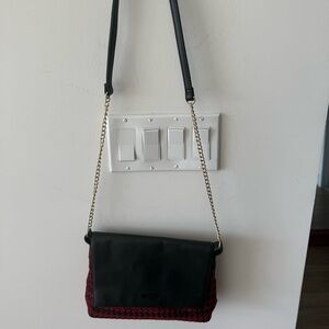 TUMI red and white shoulder bag